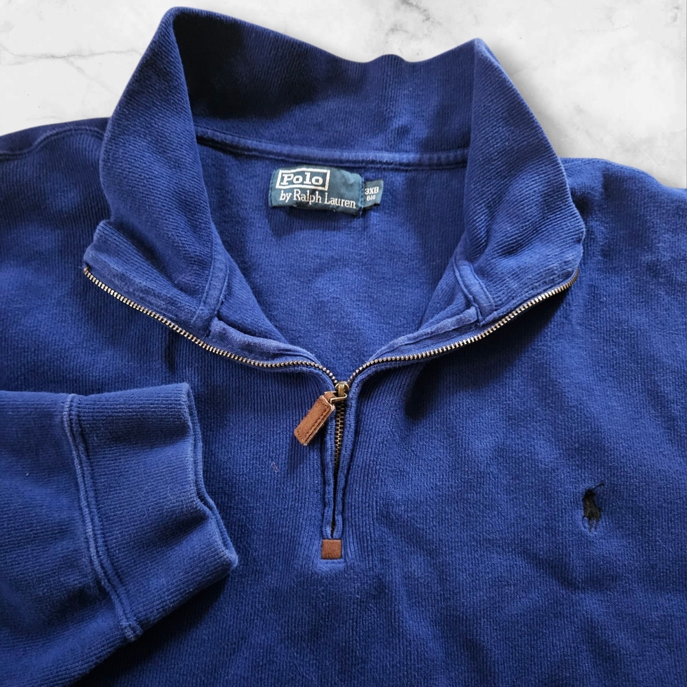 Polo Ralph Lauren 3XB Big Navy 1/4 Zip Pullover Sweatshirt Cotton Long Sleeve